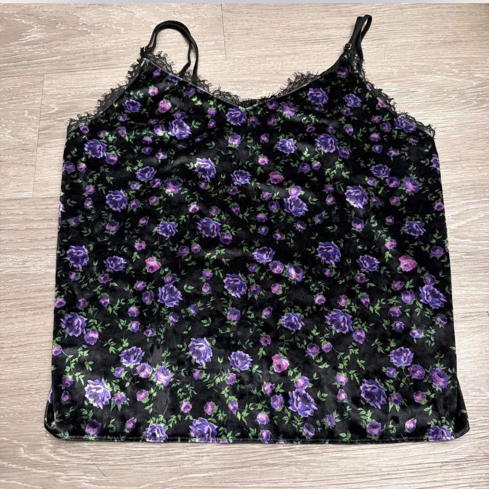 Victoria's Secret Black and Purple Floral Cami